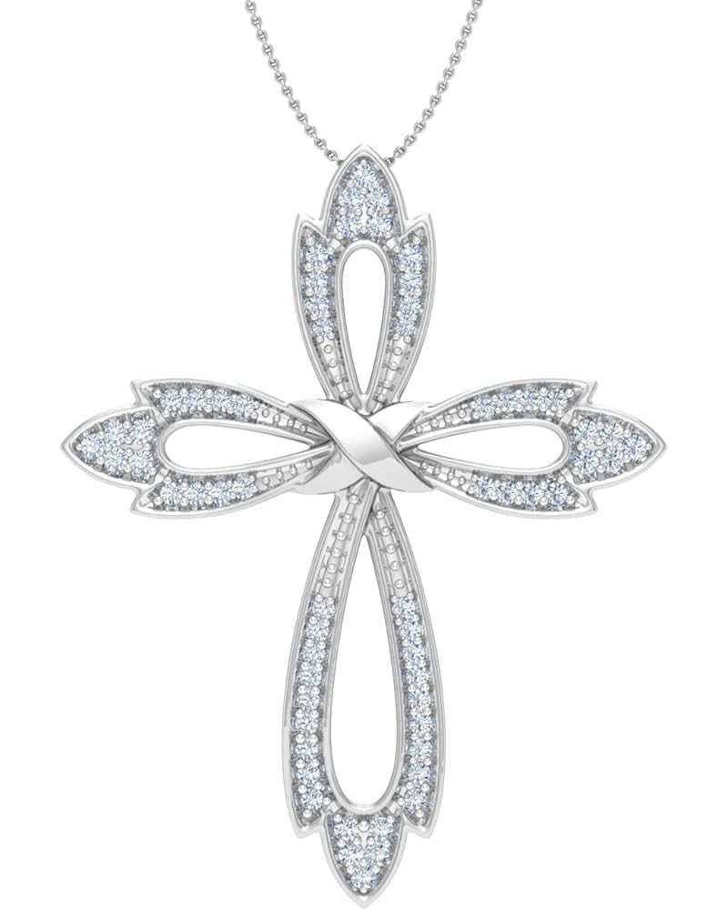 1/10 to 1/2 Carat Diamond Cross Pendant Necklace in 10K White Gold (Silver Chain Included) PD-05212-I2I3-10KWX $134.90 Necklaces