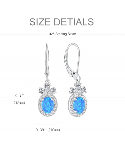 Created Opal Earrings 925 Sterling Silver Leverback Drop Dangle Earrings with 5A Cubic Zirconia Jewelry Gift for Women E blue...