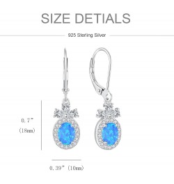 Created Opal Earrings 925 Sterling Silver Leverback Drop Dangle Earrings with 5A Cubic Zirconia Jewelry Gift for Women E blue...