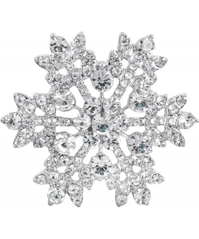 Crystal Winter Snowflake Brooch pins for Women Silver Tone $10.00 Brooches & Pins