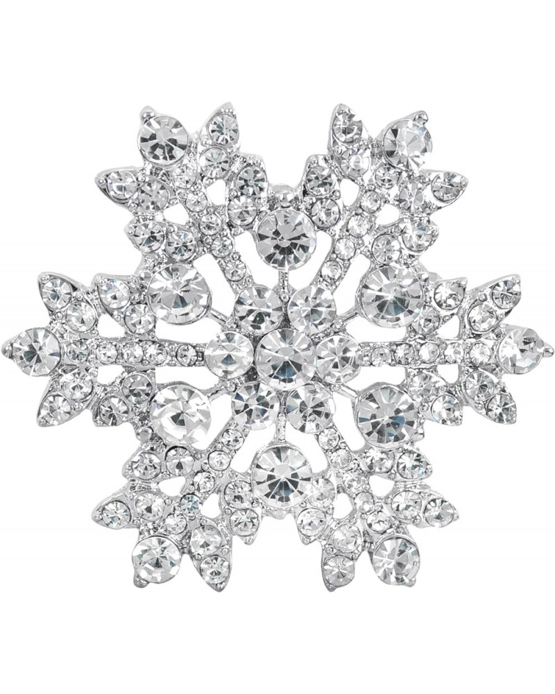 Crystal Winter Snowflake Brooch pins for Women Silver Tone $10.00 Brooches & Pins