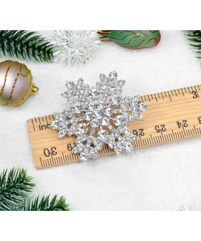 Crystal Winter Snowflake Brooch pins for Women Silver Tone $10.00 Brooches & Pins