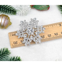 Crystal Winter Snowflake Brooch pins for Women Silver Tone $10.00 Brooches & Pins