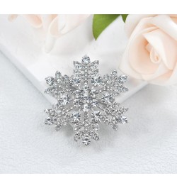 Crystal Winter Snowflake Brooch pins for Women Silver Tone $10.00 Brooches & Pins