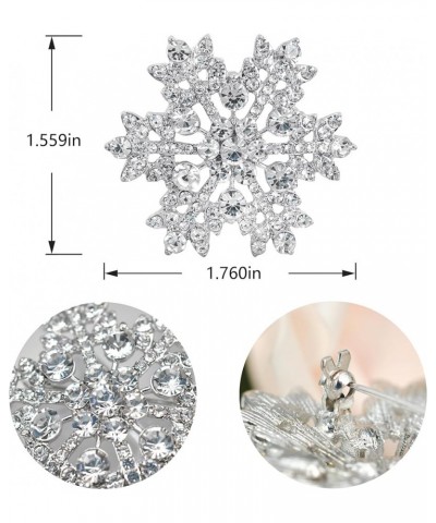 Crystal Winter Snowflake Brooch pins for Women Silver Tone $10.00 Brooches & Pins