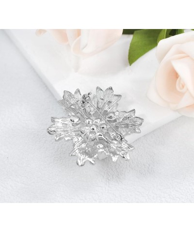 Crystal Winter Snowflake Brooch pins for Women Silver Tone $10.00 Brooches & Pins