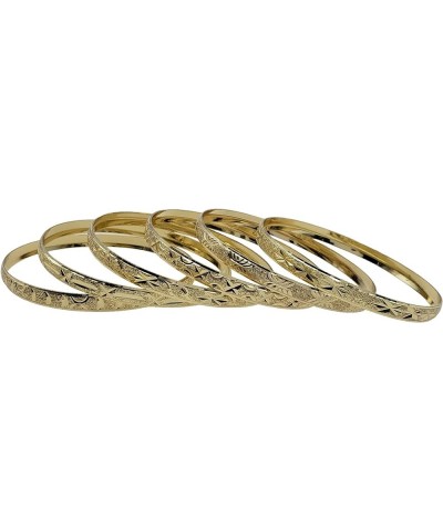 14k Gold Plated Bangle Set of 6 Bangles for Women Diamond Cut Stackable Bollywood Bracelets Gold Size 5 - 2.50in diameter $10...