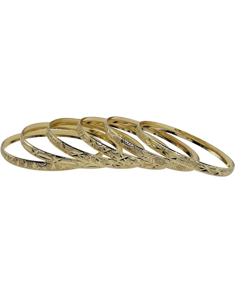 14k Gold Plated Bangle Set of 6 Bangles for Women Diamond Cut Stackable Bollywood Bracelets Gold Size 5 - 2.50in diameter $10...