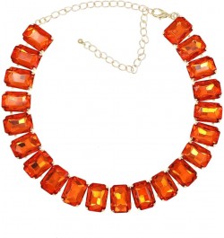 Crystal Rhinestone Gemstone Choker Collar Necklace for Women Sparkly Colorful Emerald Neck Chain Statement Necklace Orange $1...