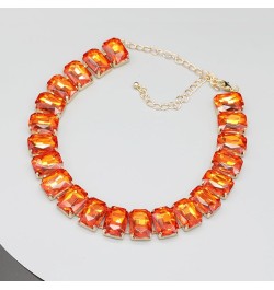 Crystal Rhinestone Gemstone Choker Collar Necklace for Women Sparkly Colorful Emerald Neck Chain Statement Necklace Orange $1...