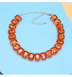 Crystal Rhinestone Gemstone Choker Collar Necklace for Women Sparkly Colorful Emerald Neck Chain Statement Necklace Orange $1...