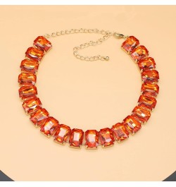 Crystal Rhinestone Gemstone Choker Collar Necklace for Women Sparkly Colorful Emerald Neck Chain Statement Necklace Orange $1...