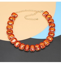 Crystal Rhinestone Gemstone Choker Collar Necklace for Women Sparkly Colorful Emerald Neck Chain Statement Necklace Orange $1...