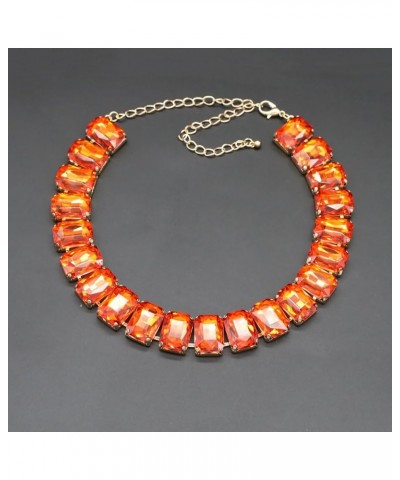 Crystal Rhinestone Gemstone Choker Collar Necklace for Women Sparkly Colorful Emerald Neck Chain Statement Necklace Orange $1...