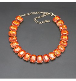 Crystal Rhinestone Gemstone Choker Collar Necklace for Women Sparkly Colorful Emerald Neck Chain Statement Necklace Orange $1...