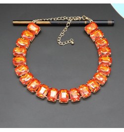 Crystal Rhinestone Gemstone Choker Collar Necklace for Women Sparkly Colorful Emerald Neck Chain Statement Necklace Orange $1...