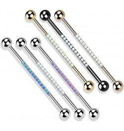 14GA G23 Implant Grade Titanium Synthetic Opal Lined Industrial Barbell Silver Tone/Blue $14.33 Body Jewelry