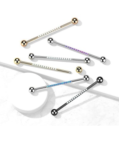 14GA G23 Implant Grade Titanium Synthetic Opal Lined Industrial Barbell Silver Tone/Blue $14.33 Body Jewelry