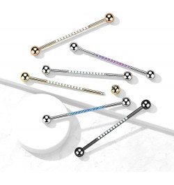 14GA G23 Implant Grade Titanium Synthetic Opal Lined Industrial Barbell Silver Tone/Blue $14.33 Body Jewelry