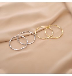 Teardrop Hoop Earrings for Women,14k Real Gold/White Gold Plated Large Lightweight Oval/Round Pull Through Hoop Earrings Hypo...