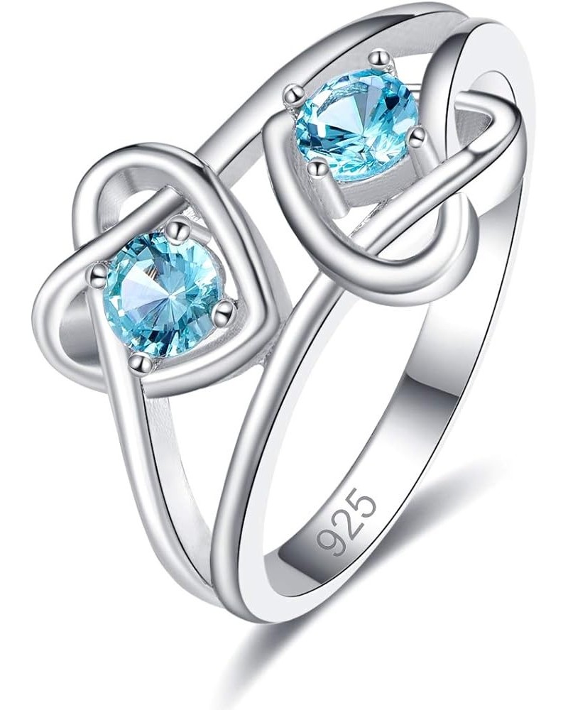 925 Sterling Silver Plated Created Blue Topaz Womens Ring Best Gift for Women Girls Light blue $4.05 Rings