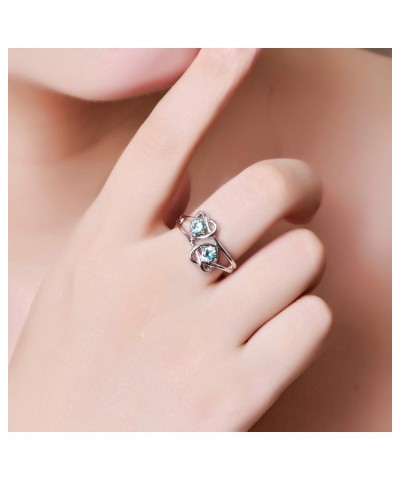 925 Sterling Silver Plated Created Blue Topaz Womens Ring Best Gift for Women Girls Light blue $4.05 Rings