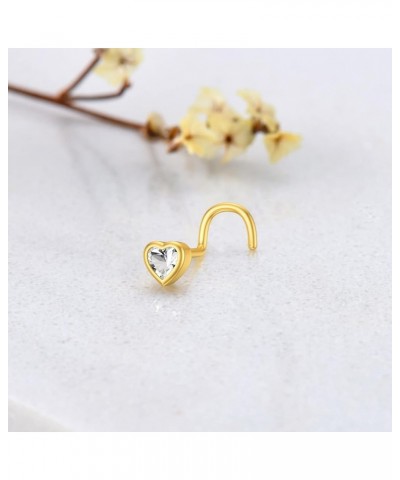 Solid 14K Gold Nose Stud Nose Ring Hoop Cartilage Earring Hoop 18G 20 Gauge with CZ Piercing Jewelry Gift for Women Men Girl ...