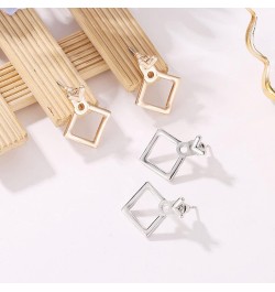 Boho Rhombus Geometric Earrings Stud Gold Statement Square Dangle Earrings Lightweight Minimalist Square Hoop Drop Earrings V...