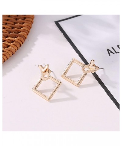 Boho Rhombus Geometric Earrings Stud Gold Statement Square Dangle Earrings Lightweight Minimalist Square Hoop Drop Earrings V...