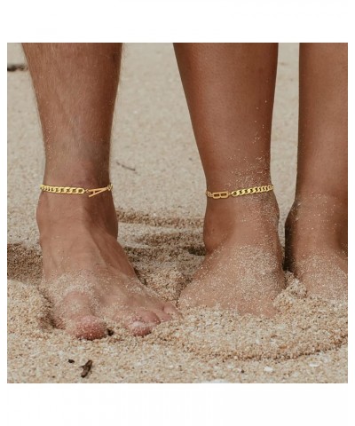 Anklet for Women Gold Initial Sideways Letter A-Z 5MM Cuban Link Curb Foot Chain 18K Gold Filled Dainty Simple Personalized A...