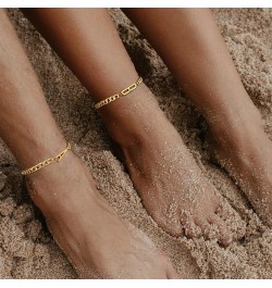 Anklet for Women Gold Initial Sideways Letter A-Z 5MM Cuban Link Curb Foot Chain 18K Gold Filled Dainty Simple Personalized A...