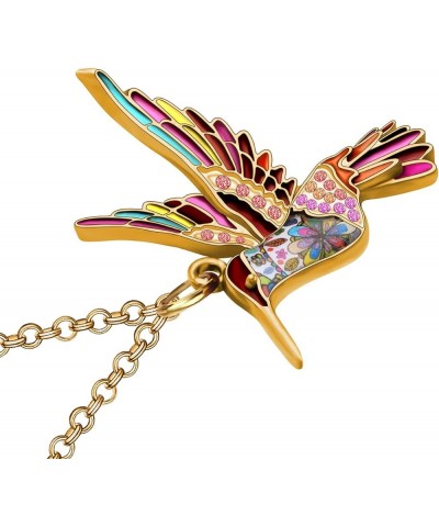 Cute Enamel Hummingbird Necklace Birds Rhinestones Pendant Jewelry Gifts Multicolor $7.01 Necklaces