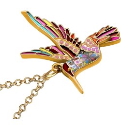 Cute Enamel Hummingbird Necklace Birds Rhinestones Pendant Jewelry Gifts Multicolor $7.01 Necklaces