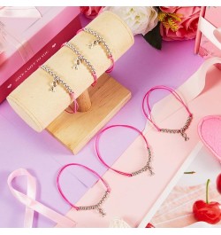 24 Pcs Breast Cancer Bracelets Bulk Christmas Gifts Pink Ribbon Charm Breast Cancer Awareness Bracelet Inspirational Pink Rib...