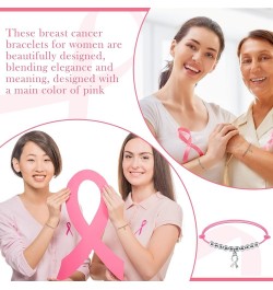 24 Pcs Breast Cancer Bracelets Bulk Christmas Gifts Pink Ribbon Charm Breast Cancer Awareness Bracelet Inspirational Pink Rib...