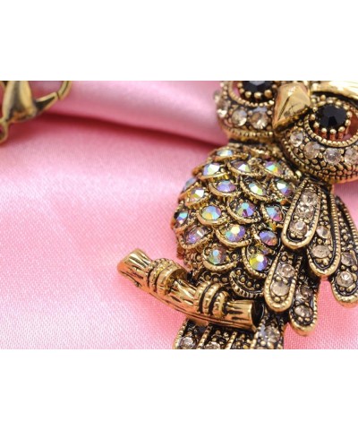 Cute Antique Inspired Golden Tone Owl Bird Topaz Color Crystal Animal Pendant Necklace Gold $12.38 Necklaces