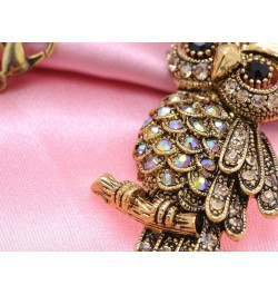 Cute Antique Inspired Golden Tone Owl Bird Topaz Color Crystal Animal Pendant Necklace Gold $12.38 Necklaces