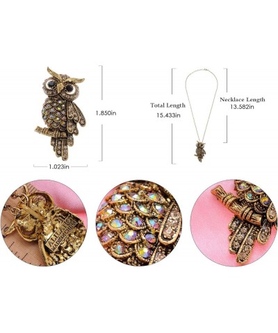 Cute Antique Inspired Golden Tone Owl Bird Topaz Color Crystal Animal Pendant Necklace Gold $12.38 Necklaces