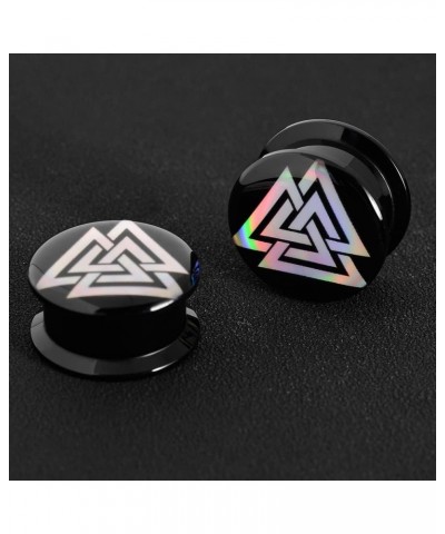 1 Pair Acrylic Solid Screw On Ear Plugs Tunnels Scandinavian Norse Viking Symbol Resin Allergy Free Stretcher For Women Men B...