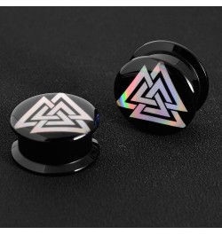 1 Pair Acrylic Solid Screw On Ear Plugs Tunnels Scandinavian Norse Viking Symbol Resin Allergy Free Stretcher For Women Men B...