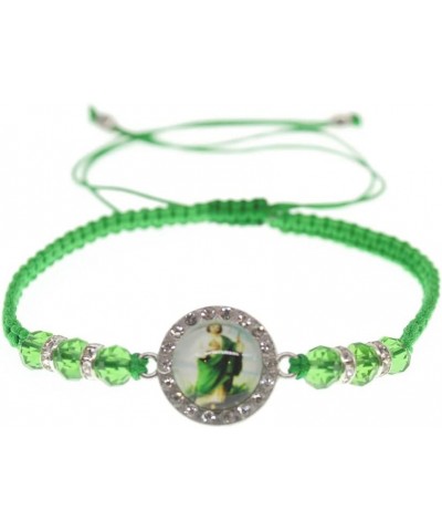 Saint Jude Gold Tone Medal with Green Beads Green String Jude10 $8.31 Bracelets