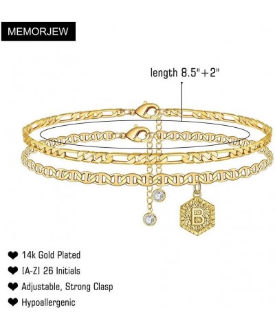 Initial Ankle Bracelets for Women, 14K Gold Plated Double Layered Initial Anklets Jewelry for Women Teen B-Gold $10.44 Anklets