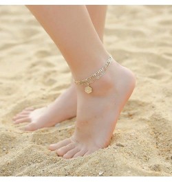 Initial Ankle Bracelets for Women, 14K Gold Plated Double Layered Initial Anklets Jewelry for Women Teen B-Gold $10.44 Anklets