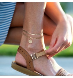 Initial Ankle Bracelets for Women, 14K Gold Plated Double Layered Initial Anklets Jewelry for Women Teen B-Gold $10.44 Anklets