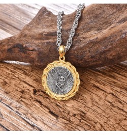 Saint St Benedict/Michael/Raphael/Virgin Mary Pendant Necklace for Men Boys, 925 Sterling Silver Amulet Round Antiqued Religi...