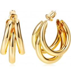 14K Gold Plated hoops Huggie Earrings for Women, Chunky Gold Split Huggie Earrings Jewelry Gift, Gold and Silver Gold $9.87 E...