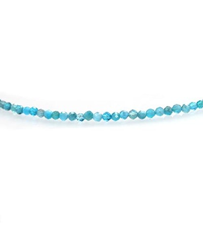 Genuine Turquoise Beads Beaded Choker Necklace for Women December Birthstone, 2.4-2.5 mm Faceted Beads With 16 + 2 Inch Adjus...