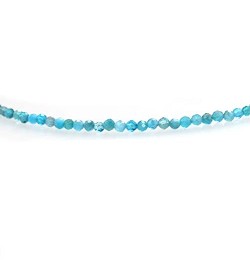 Genuine Turquoise Beads Beaded Choker Necklace for Women December Birthstone, 2.4-2.5 mm Faceted Beads With 16 + 2 Inch Adjus...