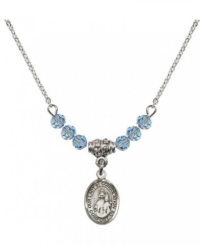 March Birth Month Bead Necklace with Catholic Patron Saint Petite Charm, 18 Inch Our Lady of Consolation $26.60 Necklaces