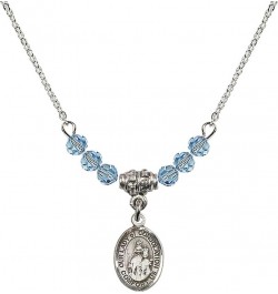 March Birth Month Bead Necklace with Catholic Patron Saint Petite Charm, 18 Inch Our Lady of Consolation $26.60 Necklaces